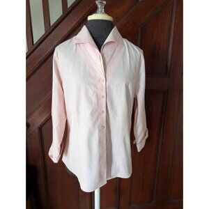 Talbots Womens Pink Chevron Long Sleeve Button-Up Shirt Size 10